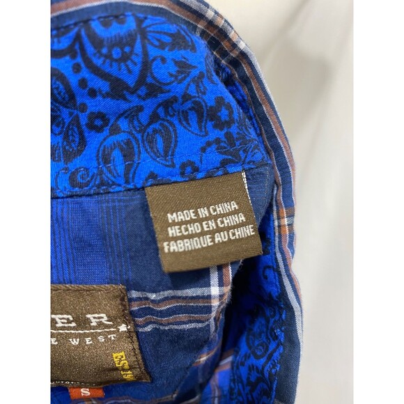 Roper Men's Shirt Blue and Brown Western Wear Button-Down Flip Cuff Size Small - Picture 9 of 9